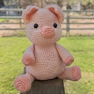 Handmade Pink Crochet Pig Plush Toy